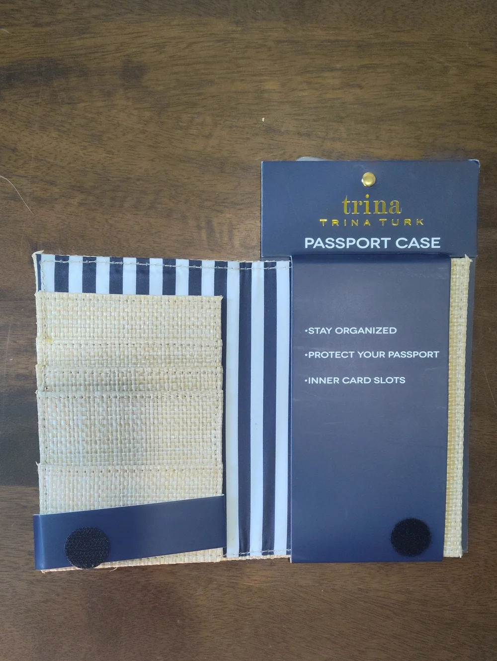 NWT Trina Turk Beige Polka Dot Passport Case